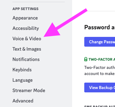 Voice & Video Settings